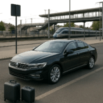 Un taxi premium attend à Massy pour un départ vers Orly, la gare TGV ou Paris. L’image évoque la fiabilité, la ponctualité et le confort d’un trajet réservé à l’avance.