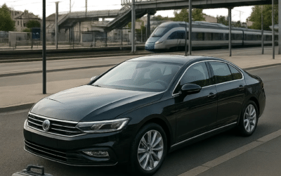 Un taxi premium attend à Massy pour un départ vers Orly, la gare TGV ou Paris. L’image évoque la fiabilité, la ponctualité et le confort d’un trajet réservé à l’avance.