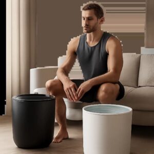 Une scène élégante illustre l’alternance chaud-froid comme rituel de récupération à domicile. L’ambiance premium et apaisante évoque la maîtrise, le confort et la relance musculaire.