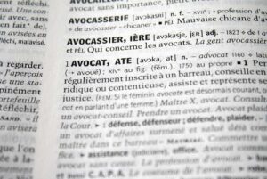 Page d'un dictionnaire français avec les mots "avocat" et "avocassier" en gras